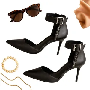 Schutz Black Leather Pointed Toe Ankle Strap Stiletto Heels Size 9 EU 40 in EUC thumbnail 15