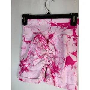 Unbranded Biker Shorts Womens M Pink Tie Dye High Waist Scrunch thumbnail 7