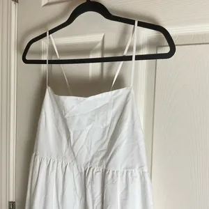 ZARA White Poplin Tiered Maxi Dress - Open Back Tie - Size L thumbnail 4