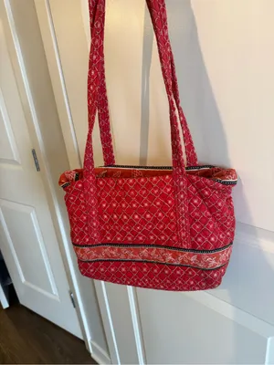 Croft & Barrow Red Quilted Floral Tote Bag Shoulder Bag Y2K thumbnail 3