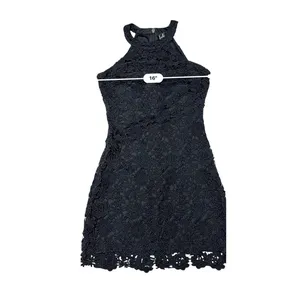 Lulu's Love Poem Black Crocheted Lace Dress SMALL Sunflower Pattern‎ LBD thumbnail 6