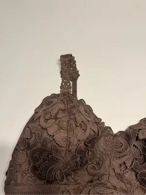 BKEssentials Floral Lace Full Coverage Bralette Deep Taupe Lined V thumbnail 5