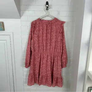 NWT Lauren Conrad Pink Textured Floral Dress Size XL thumbnail 11