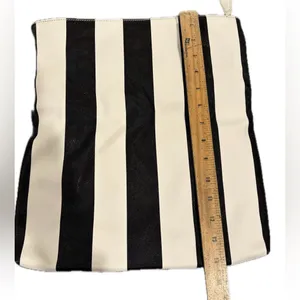 Black and White Pinstriped Purse. Fold Over with Zipper Pocket. 3 Pockets inside thumbnail 5