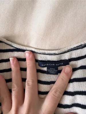American Eagle Outfitters Black and White Striped Button-Front Tank thumbnail 3
