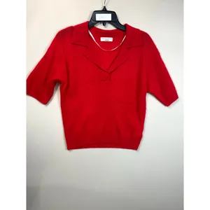 Naadam Cloud Red Cashmere Short Sleeve Polo Medium thumbnail 2