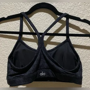 Alo Yoga Houndstooth Gratitude Padded Sports Bra Black Grey Size M thumbnail 4
