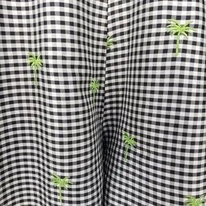 Peter Martin Vintage Silk Trousers Gingham Palm Tree Embroidered Size 8 thumbnail 5