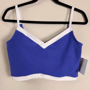Beyond Yoga Spacedye Outlines Crop Tank Ultramarine Violet White Large NEW thumbnail 1