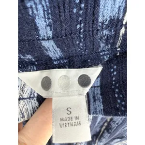 Three Dots Wide Leg Pants Womens Small‎ Blue Abstract Stripe Textured Rayon Boho thumbnail 6