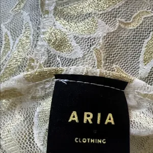 Aria Gold Floral Lace see through Bodysuit thumbnail 5
