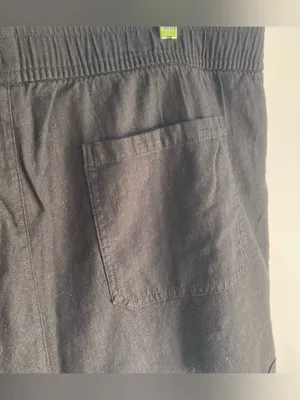 Old Navy black cuffed linen shorts summer beach resort travel XL thumbnail 5