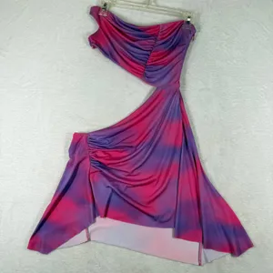 I.AM.GIA Pink Purple Ombre One Shoulder Cutout Ruched Mini Dress Size M thumbnail 1
