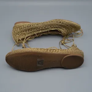 On 34th Kassiani Ballet Flats Lace Up Crochet 6.5 Gold Metallic Knit Ghillie thumbnail 9