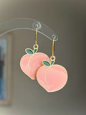Handmade peach cute funky y2k earrings  thumbnail 3