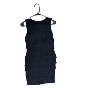 Calvin Klein Womens Black Tiered Ruffle Mini Dress Sleeveless Cocktail Small thumbnail 3