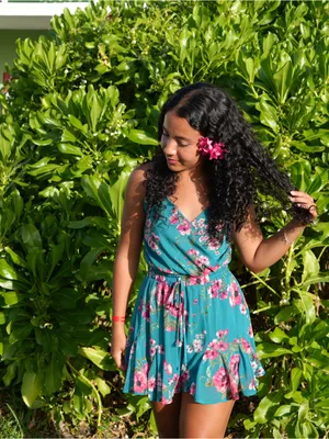 Trixxi Teal Floral Mini Dress thumbnail 3