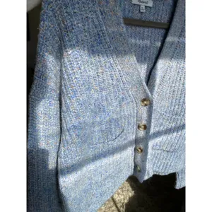 Madewell Wool Silk Cardigan Speckled Blue Quiet Luxury Parisian Scandi‎ Academia thumbnail 3