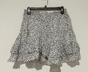 Planet Gold Ditsy Floral cotton smocked Tiered Ruffle Skirt White Black‎ medium thumbnail 1
