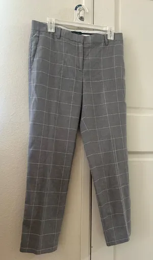 Ann Taylor Gray Windowpane Cropped Dress Pants thumbnail 1