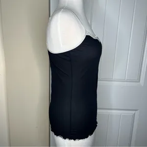 Black Lace Trim Cami Tank Top Womens Size XL Y2K Style Mesh Layering Whimsigoth thumbnail 4