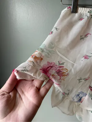 Floral Ruffle Lounge Shorts Romantic Cottagecore Pajama thumbnail 4