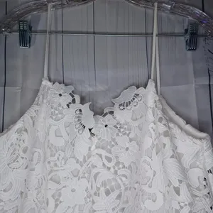 Zara Spaghetti strap white floral lace Boho cottagecore summer vacation dress thumbnail 2