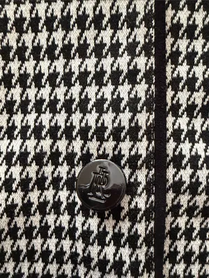 Lauren Ralph Lauren Black and White Houndstooth Pencil Skirt with Side Buttons thumbnail 5