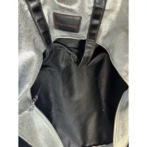 Victorias Secret Metallic Silver Black Tote Bag Large Travel Beach Gym Zip‎ Top thumbnail 4