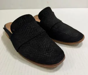 Free People At Ease Slide Shoes Womens Size 6 36 Black Suede Square Toe Mules thumbnail 1