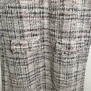 Love Ady Women's Boucle Tweed Shift Dress White Maroon Black Metallic Short Slv thumbnail 4