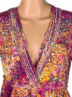 CALVIN KLEIN Fuchsia Multi Abstract Faux Wrap Fit & Flare Stretch Size 8 thumbnail 3