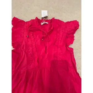 Caroline Constas Designer Tiered Ruffled Mini Dress Hot‎ Pink 100% Cotton thumbnail 6