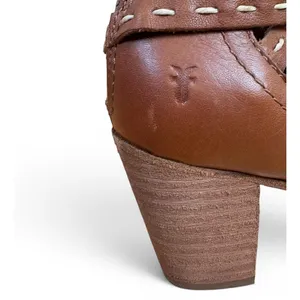 Frye Naomi Pickstitch Brown Leather Heeled Ankle Bootie Americana Cutout Sz 6.5 thumbnail 6