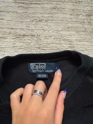 Polo Ralph Lauren Navy Cropped Sweater (Size Large) thumbnail 4