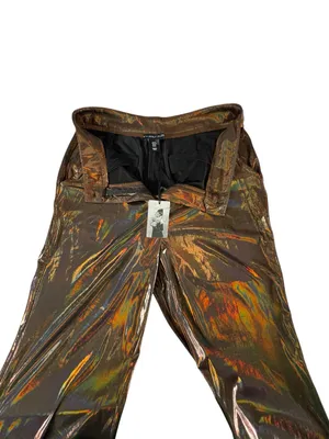 Sincerely Jules Metallic Bronze Lame Wide Leg High Rise Pants NWT M Iridescent thumbnail 6