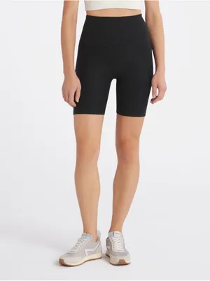 Beyond Yoga Gabriela Spacedye High Waisted 7” Biker Shorts Black, Size XL thumbnail 4