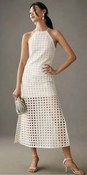 Anthropologie Eyelet Midi Dress thumbnail 1