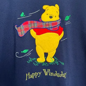 Vintage 90s Pooh Bear Nightgown One Size Happy Windsday Flannel Sleeves Blue thumbnail 4