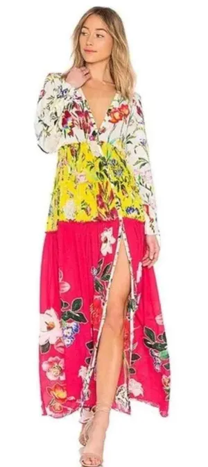 Rococo Sand Tiered Silk Maxi Dress Pink Size XS thumbnail 1