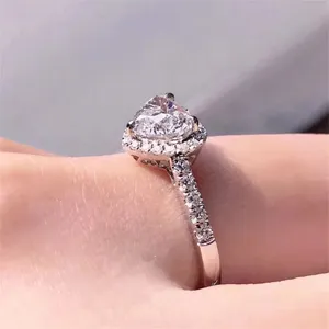 Heart Shape Diamond Logo 925 Silver Stampted Ring 5 6 8 9 10 Lmk your size after you pay. thumbnail 2
