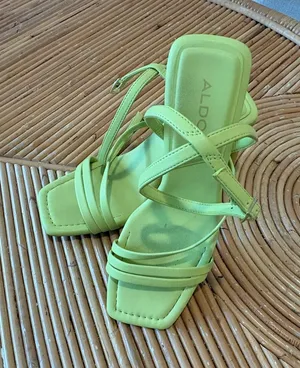 ALDO Lime Green Strappy Square-Toe Sandals thumbnail 1