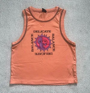 Urban Outfitters Orange Purple Sun And Moon Graphic Crop Tank Top Sz M thumbnail 1