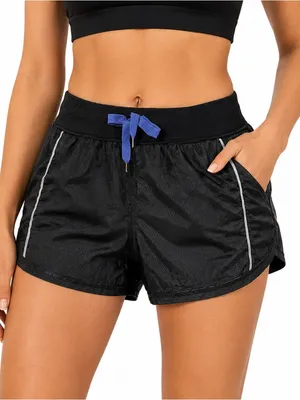 Zella Women’s Running Shorts Size L Black Perforated Lined Athletic Drawstring thumbnail 1