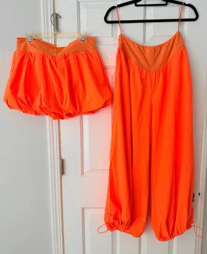 Free People Double Bubble Set in Hot Watermelon/ Neon Orange, Size L thumbnail 2