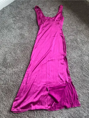 Princess Polly Fuchsia Satin Slip Maxi Dress thumbnail 1