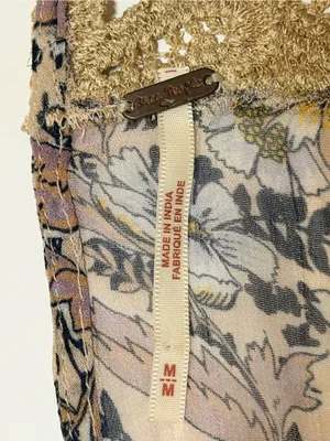 Free People Margot babydoll mini dress, bohemian printed crochet detail sz M thumbnail 14