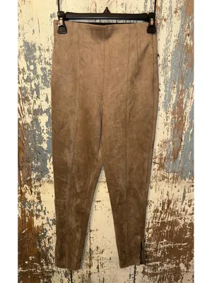 NWT Zara Faux Suede High Rise Ankle Zip pants, size XS, camel thumbnail 2