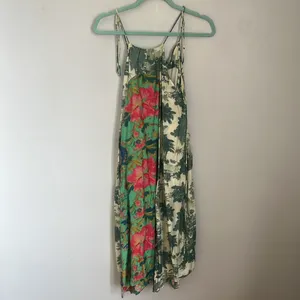Anthropologie Maeve Asymmetrical Dress in Green and Pink Floral. Size M thumbnail 3