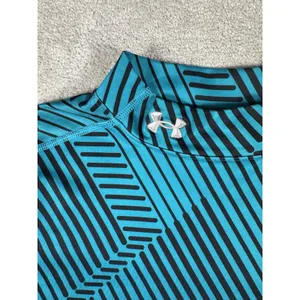 Under Armour Shirt ColdGear Mock neck M Fitted Long Sleeve Compression Blue Geo‎ thumbnail 6
